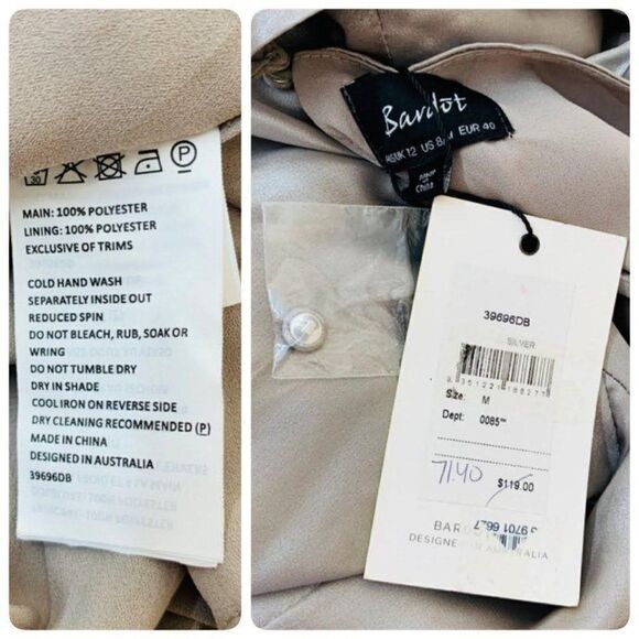 Bardot Shimmer Draped Mini Dress Size 8 Medium in Silver  39696DB - Picture 8 of 11